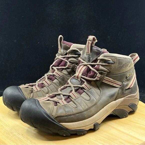 KEEN Dry Waterproof Boots Wmns Size 9.5 Brown Leather Hiking Outdoor - Picture 2 of 10